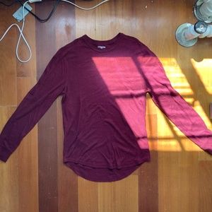 Express Dark Red Waffle Long Sleeve Shirt